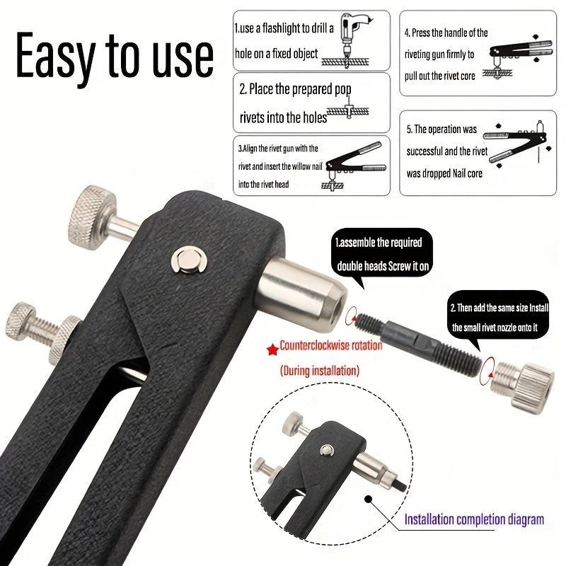 Product Introduction of M3/M4/M5/M6/M8 Nuts with Plier, 99pcs/set Hand Riveter with 5 Type Converters, Multifunctional Hand Riveter, Professional Hand Tool for Home & Office 2