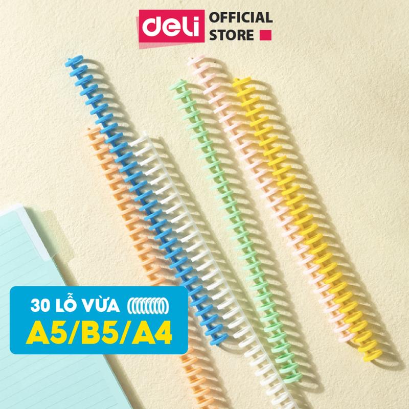 Thanh Còng Nhựa Làm Sổ Deli - A5 B5 A4 30 Lỗ Nhựa Dẻo Cứng Giữ 160 Trang Nhiều Màu Trong Suốt Kẹp Tài Liệu Flashcard