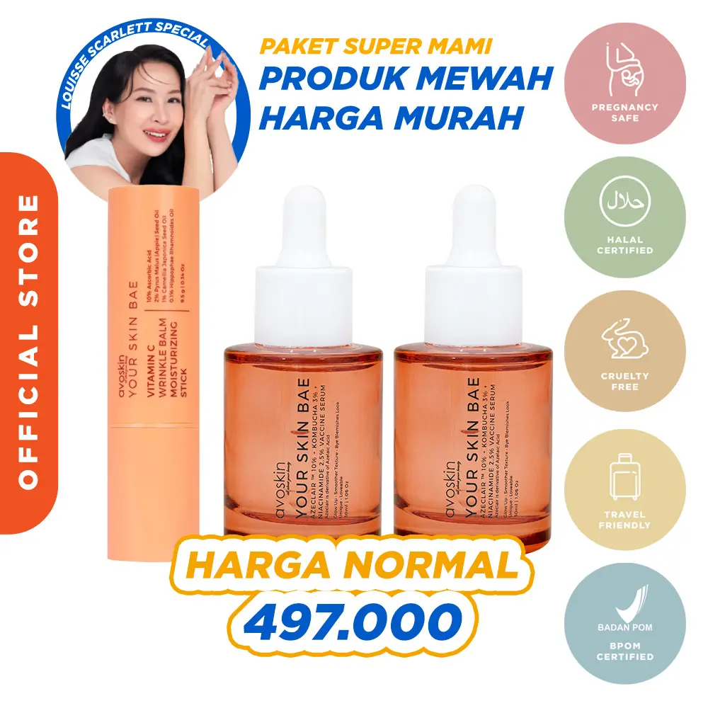 [LOUISSE SCARLETT SPECIAL] MSBB - Twinpack Avoskin Your Skin Bae Azeclair 10% + Kombucha 3% + Niacinamide 2,5% Vaccine Serum + Avoskin Vitamin C Wrinkle Balm Moisturizing Stick
