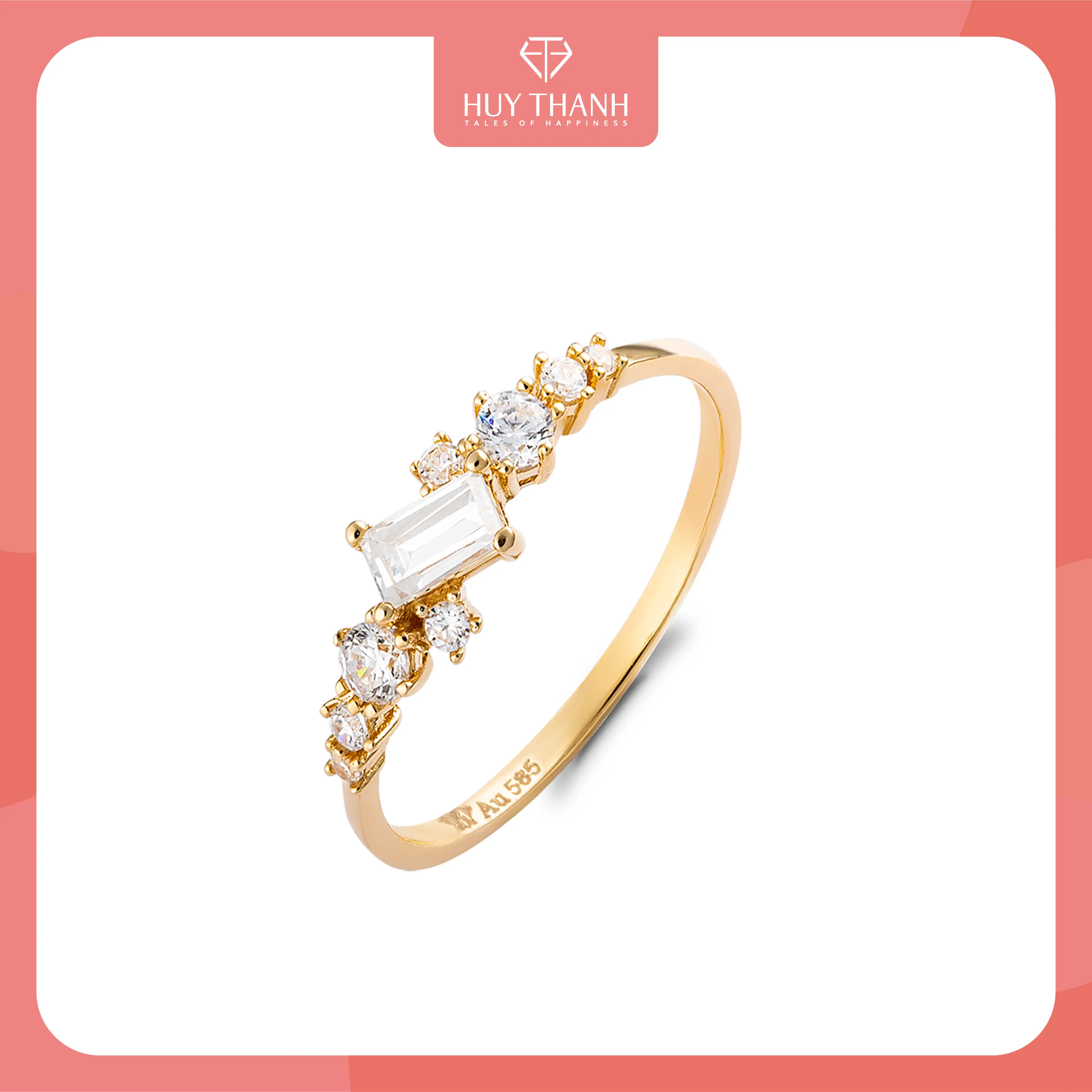 HuyThanhJewelry NLF411 Nhẫn nữ vàng tây 10K Phong Cách Thanh Lịch
