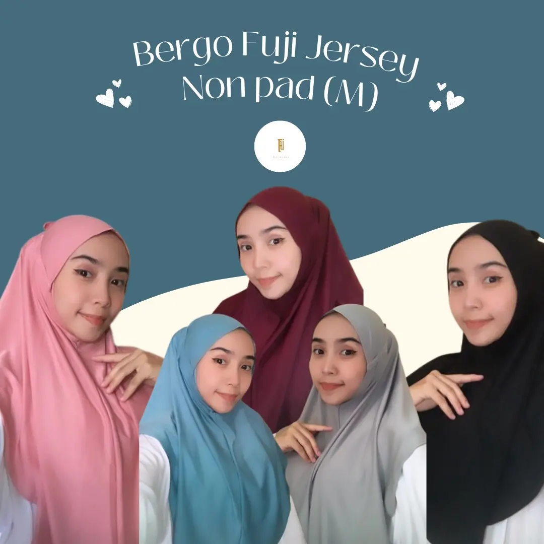 Fulihijab’s Jilbab Bergo fuji Jersey non pet, Ukuran Medium M, bahan halus adem dan sangat flowly~ Santai Santai Kerudung