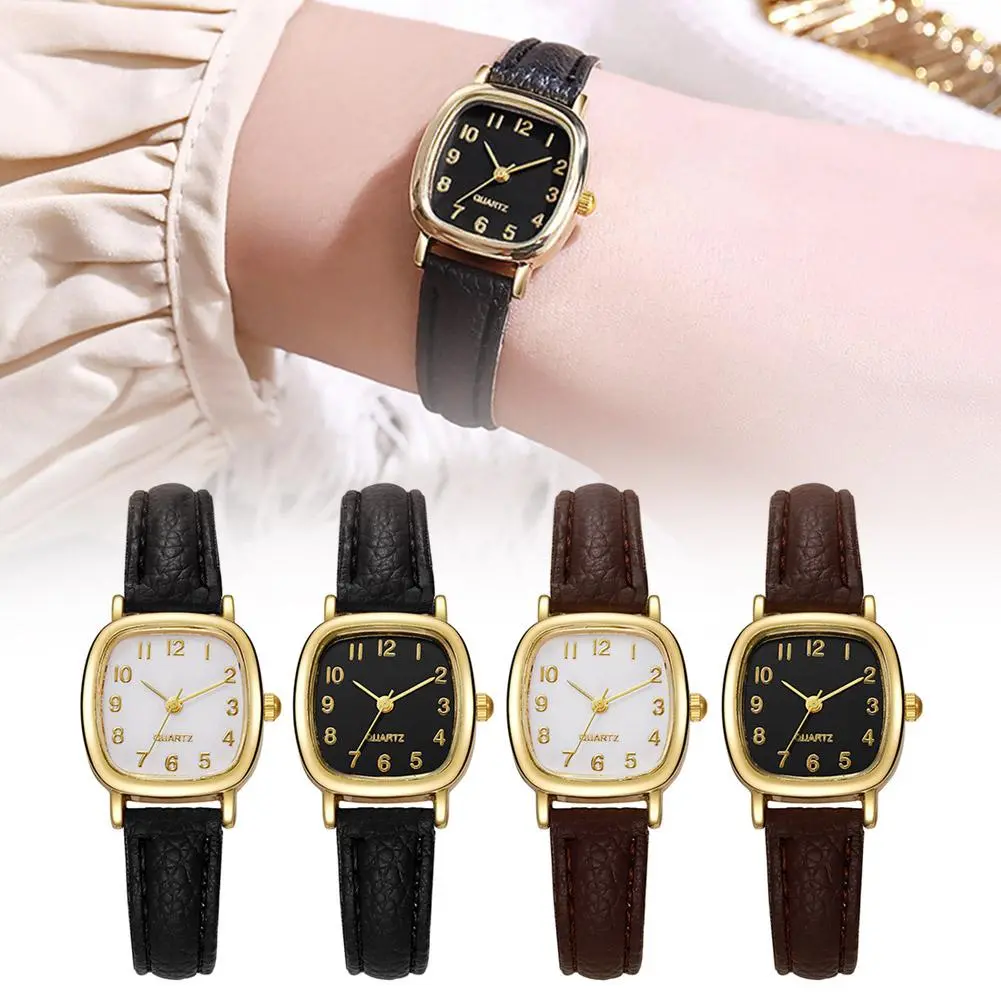 Jam Tangan Kuarza Vintaj, Bahan Aloi, Kiub Gula Kecil, Gaya Retro Ins, Untuk Wanita, Fesyen Retro, 1 Keping