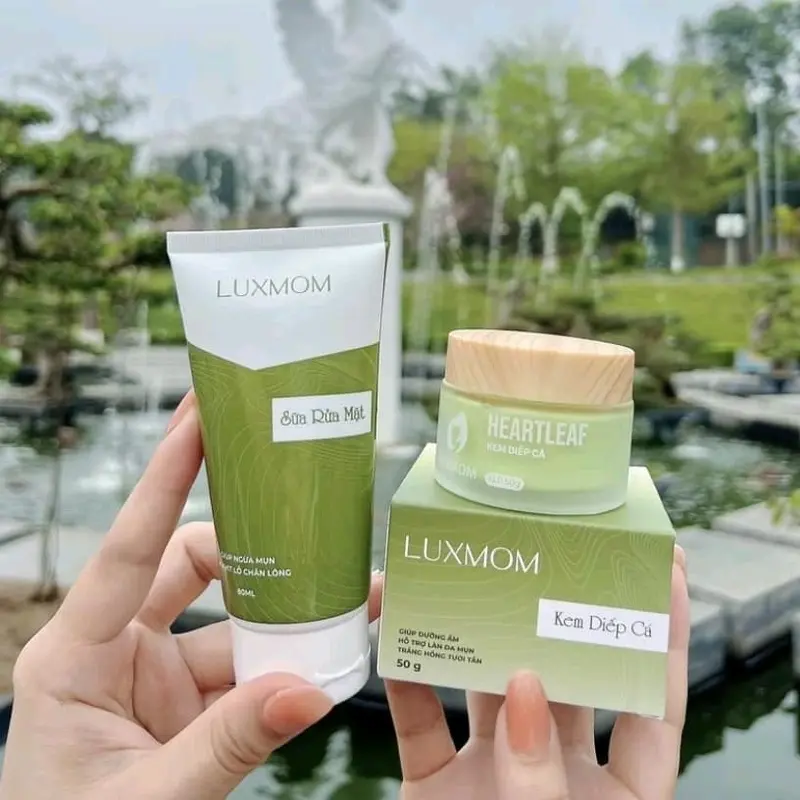 Bộ đôi chăm sóc da Luxmom kem diếp cá và sửa rửa mặt trà xanh dành cho mẹ bầu mẹ bỉm 5