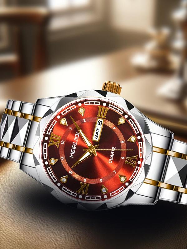 Men's Business Round Dial Analog Quartz Watch, Fashion Watch for Party, Daily Clothing Decor, Trendy All-match & Exquisite Watch for Birthday Gift with Box 3