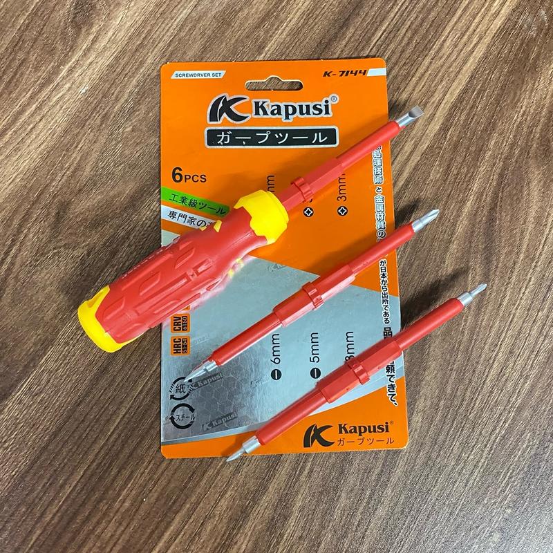 Bộ tua vít cách điện 4 chi tiết Kapusi Japan, Thép CR-V có độ bền cao, chống gỉ sét, chịu lực tốt