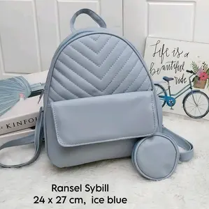 Ransel Sybiil Tas Wanita terbaru cantik acara sekolah santai, Sd,smp,Sma & mahasiswa Kulit PU Kanvas Polos Polka Dot Hitam Cokelat Navy Canvas Backpack
