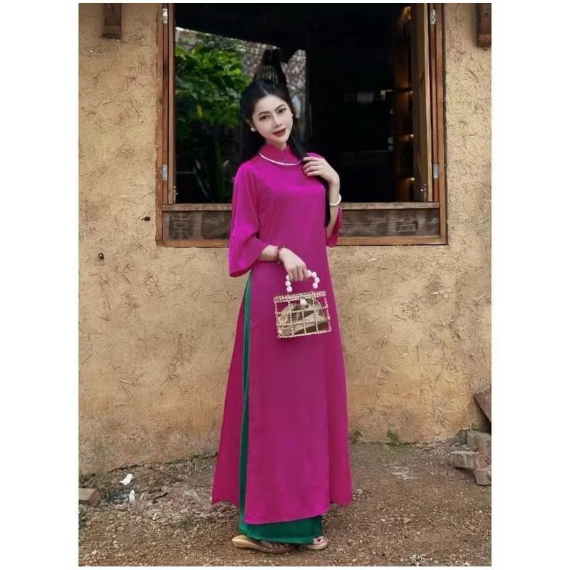 Product Introduction of Áo dài cách tân Bích Lý dáng suông gấm cổ trụ tay lỡ, mặc cưới hỏi, đi tiệc, đi chụp ảnh - Áo Dài Huyền Anh 29
