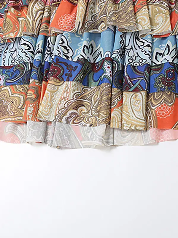 Women's Patchwork Print Tiered Layer Mesh Skirt, Casual Fashion Short Skirt for Daily Holiday Vacation Wear, Ladies Bottoms for Summer, Womenswear 6