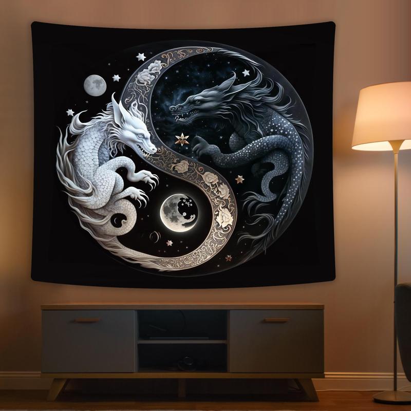 Yin and Yang Symbol Dragon Pattern Tapestry, Wall Hanging Decor for Home Living Room Bedroom 2