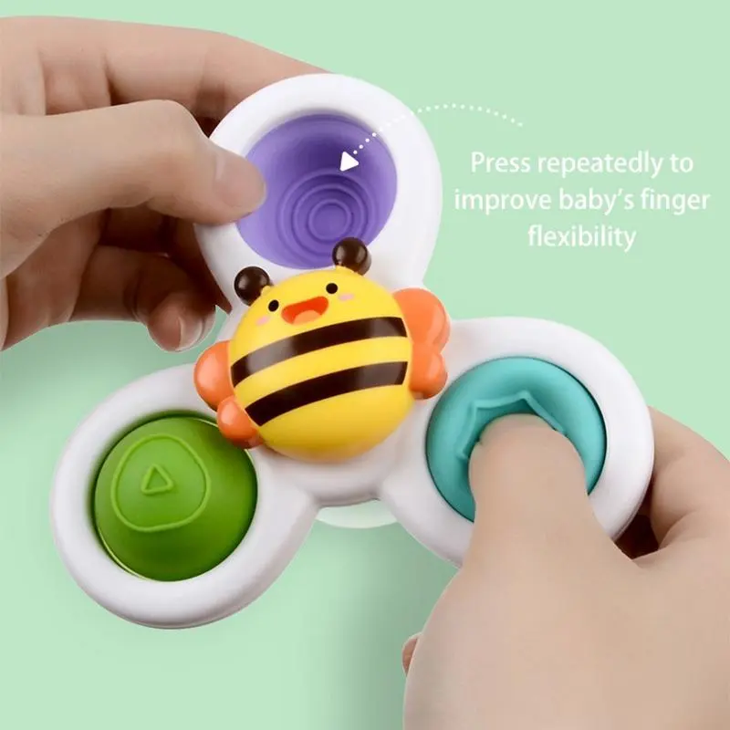 Baby Suction Cup Spinning Top Bath Toy, 3 Counts Colorful Spinning Top Toy, Birthday Gifts, Sensory Toys, Interesting Toys, Fidget Toys 5