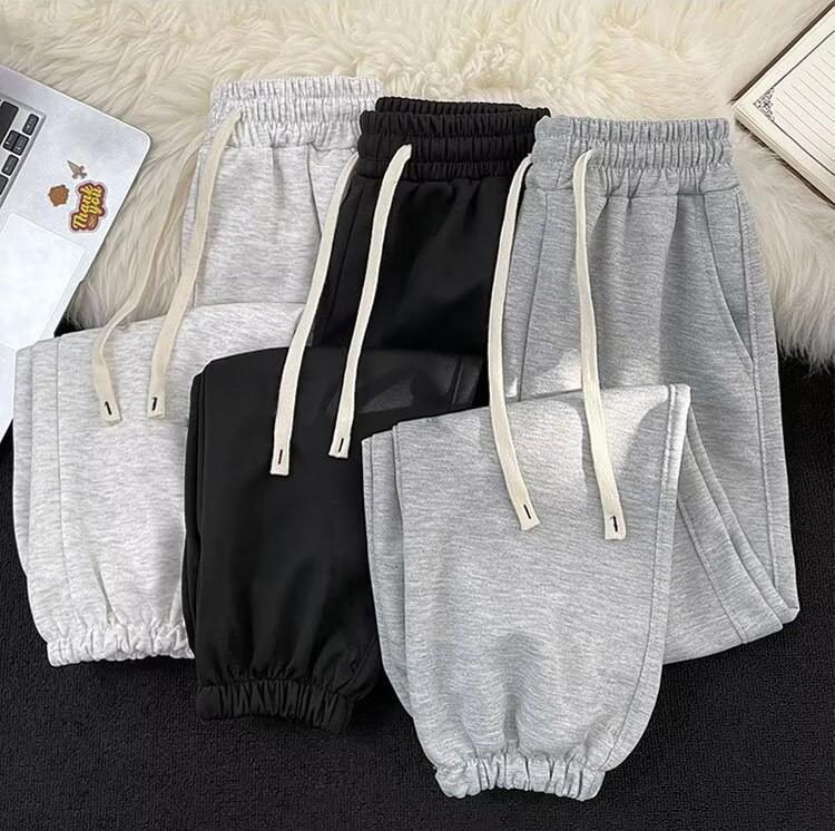 Quần ống rộng jogger nam nữ phong cách Hàn Quốc, Quần dài chất cotton dày dặn thời trang đẹp cá tính Menswear Pants Đen