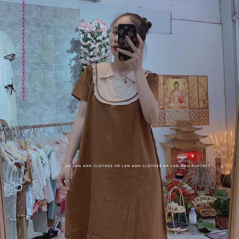 Đầm bầu dáng suông, tay ngắn ,dây lưng điều chỉnh eo 4 màu Nữ Dress Women 3