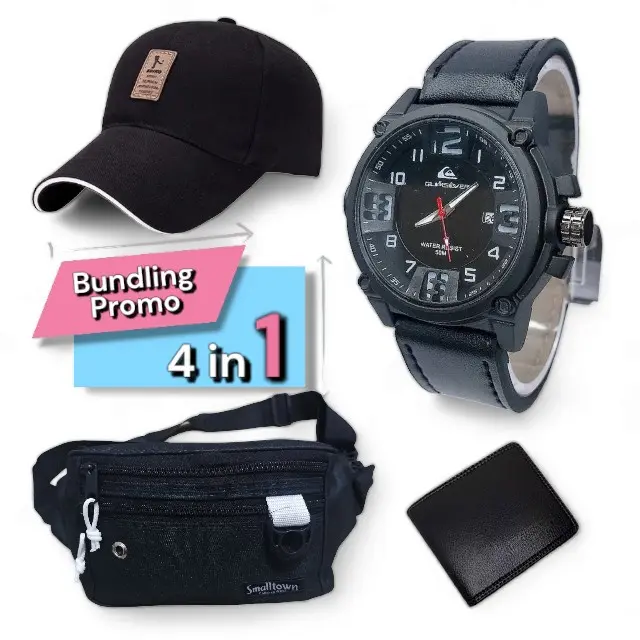 JAM ANALOG TANGGAL 1 PAKET ISI 4 PRODUK JAM ANALOG PRIA TANGGAL BESERTA 3 PRODUK LAINNYA JAM ANALOG PRIA PAKAI TANGGAL Analog Kulit 3