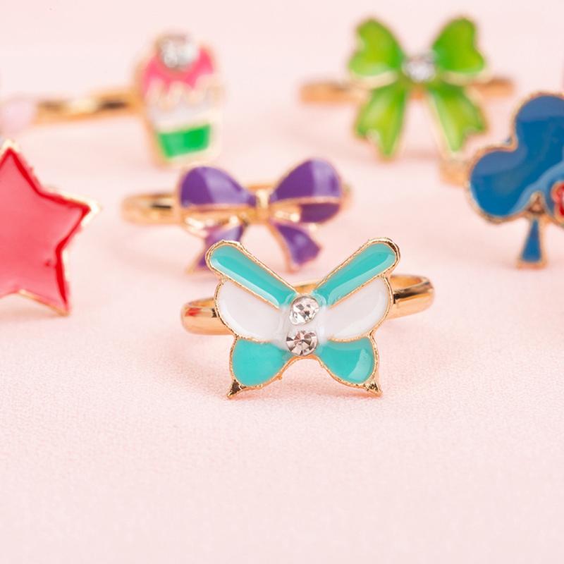 Product Introduction of 36x/Set Novelty Adjustable Cartoon Ring Flower Animal Adjustable Alloy Kids Ring 65
