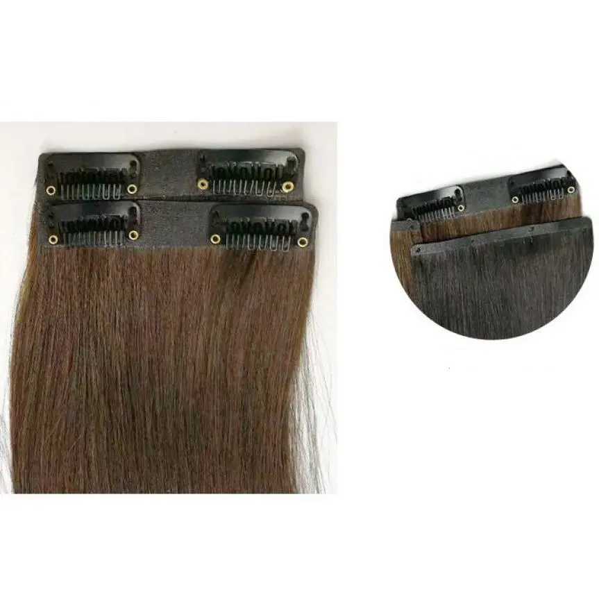 Sambungan Rambut Manusia, Rambut Alamiah Halimunan, Sambungan Rambut Lurus Panjang, 2 Klip, Untuk Wanita, Rambut Palsu