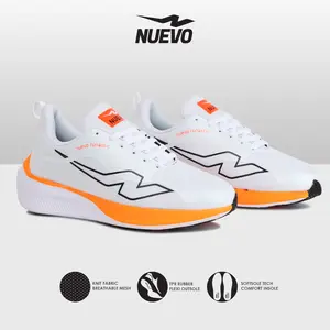 NUEVO - Sepatu Running Pria Ringan Runastic Putih Oren Sepatu Lari Sneakers Olahraga