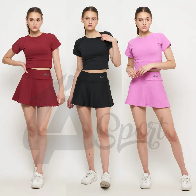 Set Crop Bawahan Rok / Set Zumba Wanita / Set Aerobic Wanita / Set Olahraga Wanita 0