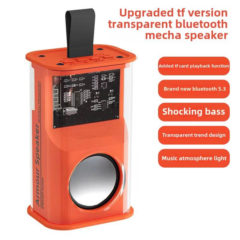 Loa Bluetooth Áo Giáp Trong Suốt V8, Kèn Nhỏ Loa Siêu Trầm Nặng, Sử Dụng Trong Nhà Và Ngoài Trời, Cầm Tay, Có Ánh Sáng Xung Quanh, Hệ Thống Âm Thanh Để Bàn, Y026 9