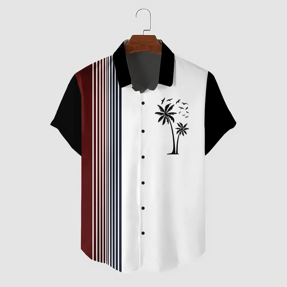 2024 Summer Men's Shirts Hawaiian Casual Shirts Men's 3D Plant Pattern Shirts Large Size Simple Beach Men's Daily Tops