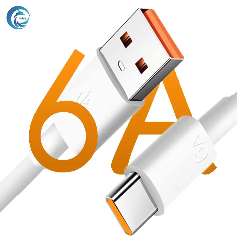 สีขาว SUmzaShop ขายร้อน MGBB สายชาร์จ Type-C ชาร์จเร็ว สำหรับ ชาร์จด่วน ไฟเร็ว ซิงค์ข้อมูลอย่างเสถียร สายชาร์จแท้6A Super Fast Charging Cable มือถือ