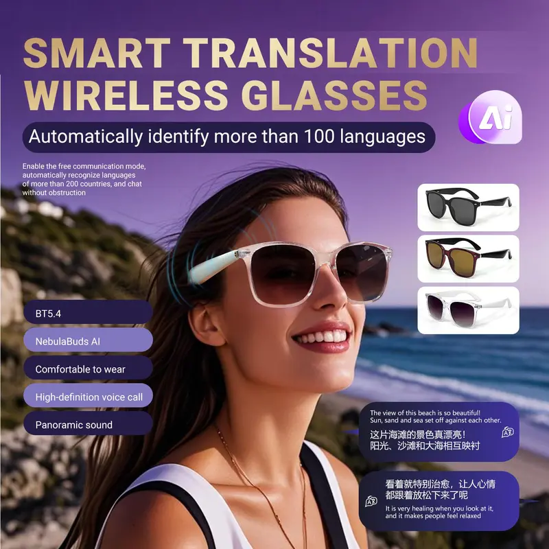 KOIPSSE Smart Glasses, Multifunctional Polarized Sunglasses with Wireless BT5.4 Open Ear Headset, Fashionable Sports Outdoor Smart Glasses 2