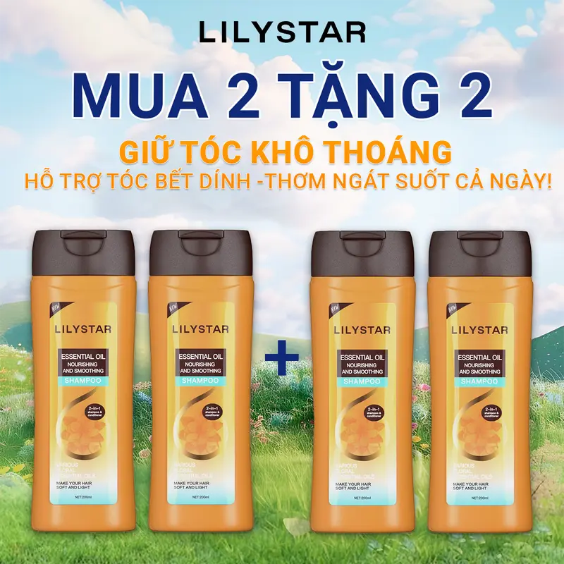 [MUA 2 TẶNG 2] Dầu Gội Xả 2 Trong 1 Lilystar - Tinh Dầu Nuôi Dưỡng Giúp Tóc Mềm Mượt (200ml) 0
