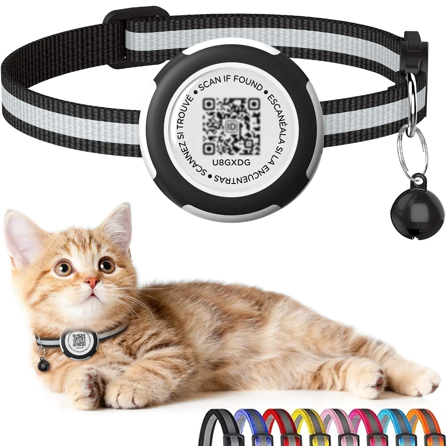 New Airtag Cat Collar Breakaway, Reflective Kitten Collar with Apple ...