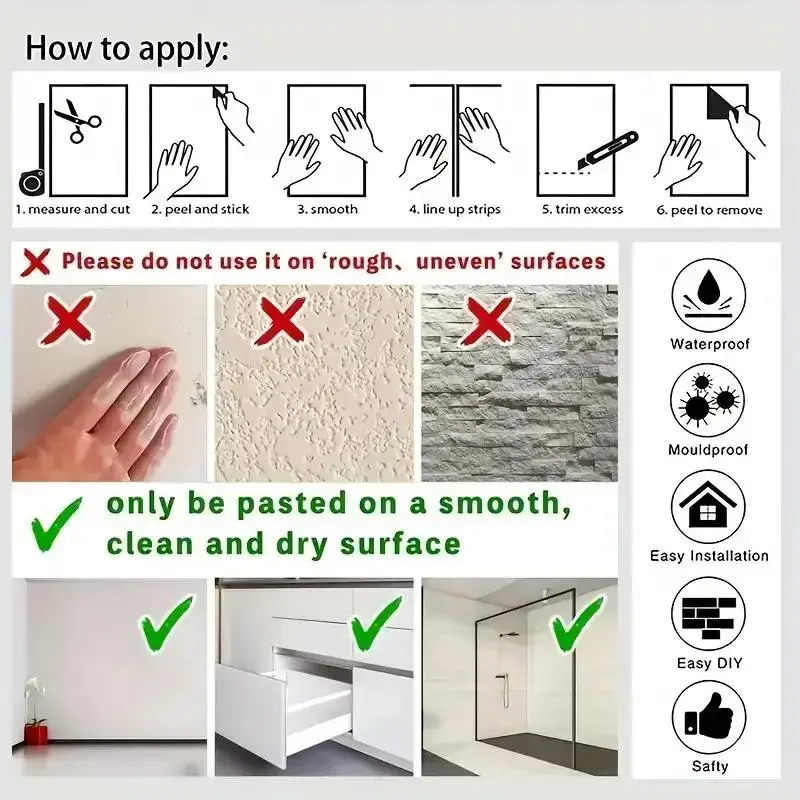 Wood Grain Pattern Self Adhesive Wall Sticker, 1 Roll Removable Wall Decal, Decorative Sticker for Home Living Room Bedroom Cabinet 6