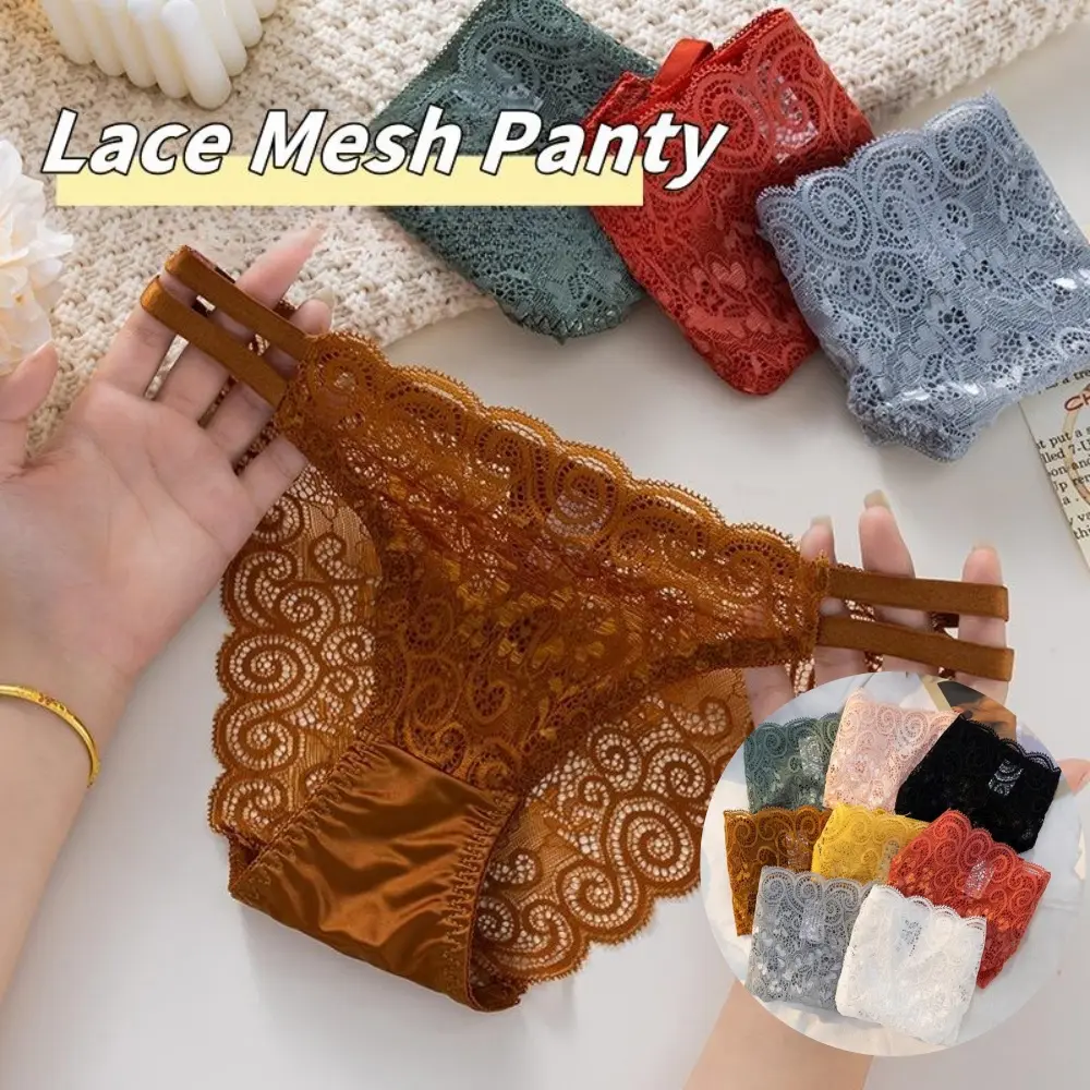 Quần Lót Ren Lưới, Dành Cho Nữ, Phong Cách Tòa Án, Chất Liệu Satin Tráng Men Và Gạc, Thiết Kế Cô Gái Ngọt Ngào Cạp Thấp Có Dây Đeo, Quần Lót Nữ Đồ Lót Nữ, Có 8 Màu