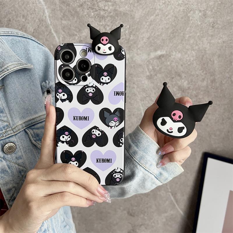 Product Introduction of 3D Cartoon Kuromi Toy With Lanyard Phone Holder Case For iPhone 16 15 14 13 12 11 Pro Max Plus Casing Soft Silicone Strap Rope Cover 21