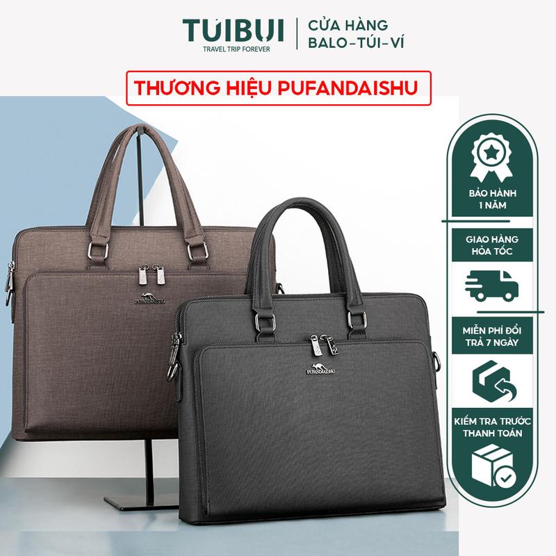 Cặp da nam công sở, văn phòng, giám đốc, giáo viên, ngân hàng, bất động sản đựng máy tính, laptop tài liệu A4 chất lệu da PU chống nước thương hiệu PUFANDAISHU