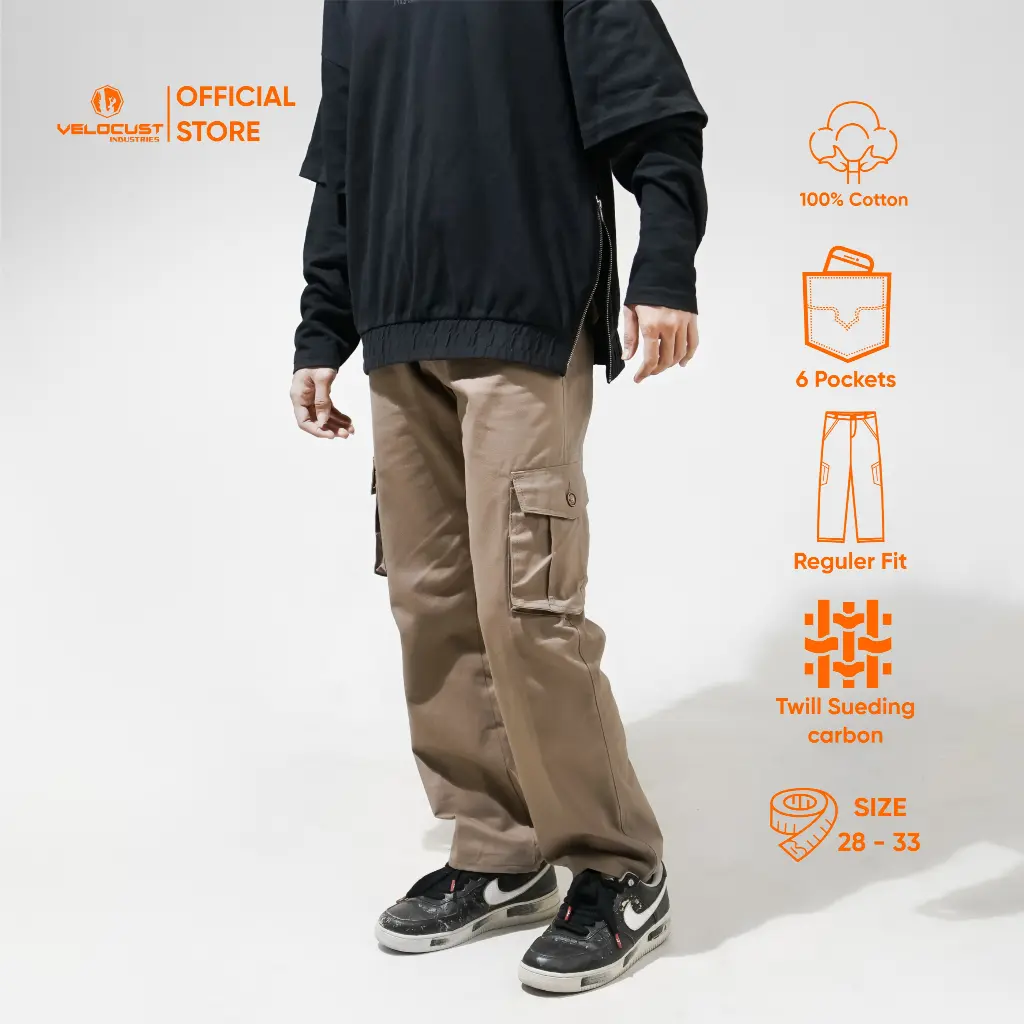 VELOCUST - Celana Panjang Cargo Pants Reguler Loosefit Twill