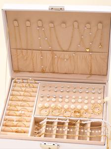 Elegante juego de joyas de decoración de perlas de imitación y diamantes de imitación para mujer (1 caja), joyería de moda para fiesta, decoración de ropa diaria, joyería de moda para todo fósforo y exquisita para regalo de cumpleaños