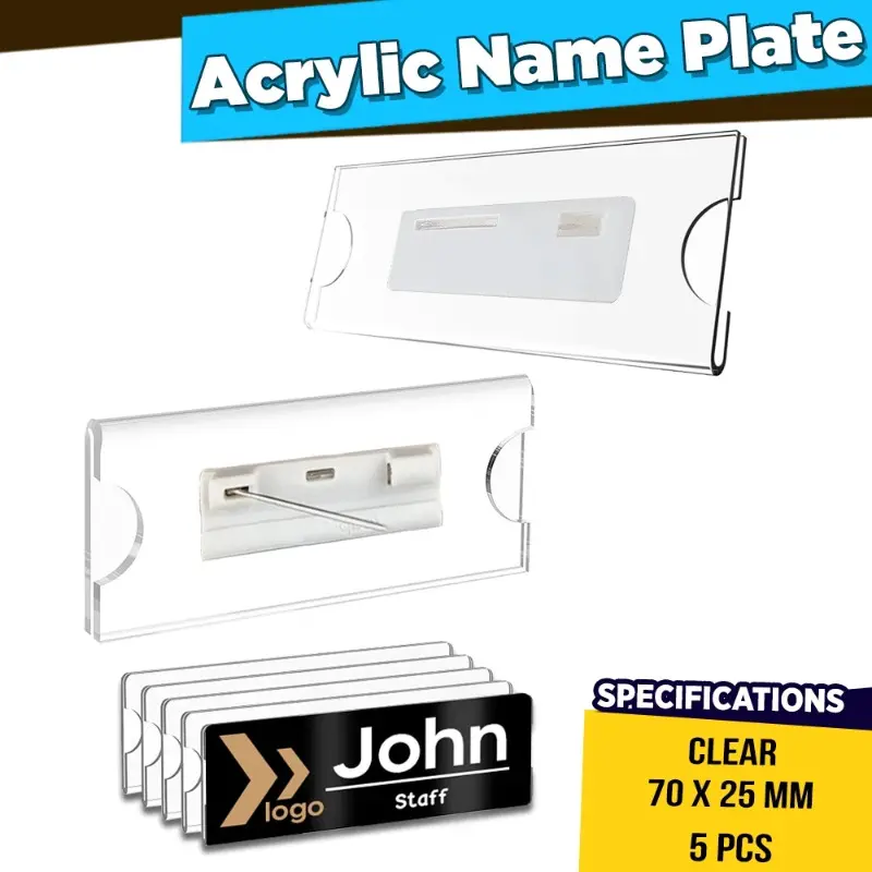 Acrylic Insert Card Name Badges Work ID Tags Transparent Holders for ...