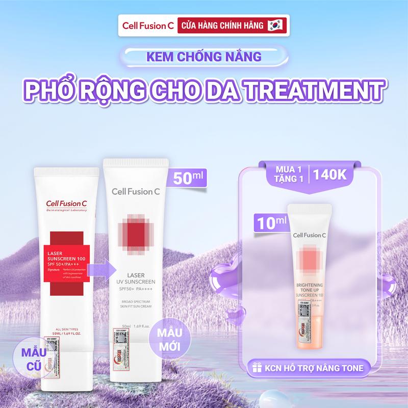 Kem Chống Nắng Phổ Rộng Cho Da Treatment Cell Fusion C Laser UV Sunscreen 100 SPF50+/PA++++