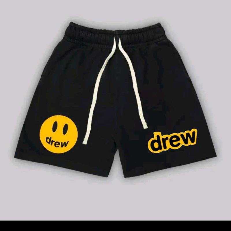 Quần đùi nam drew mặt cười vải dệt logo mát,quần short nam hot 2024 0