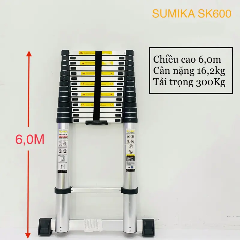 Thang nhôm rút đơn xếp gọn chính hãng SUMIKA (cao từ 3.2M đến 6M) tải trọng 300KG, bảo hành 2 năm,thang đa năng, SK260, SK320, SK380, SK440, SK510, SK600 7