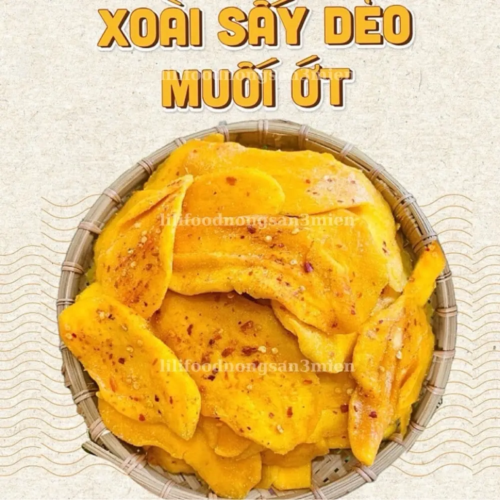 ￼Xoài sấy dẻo, xoài sấy muối ớt hàng xuất khẩu 500g - Xoài nguyên miếng thượng hạng thơm ngon lilifood