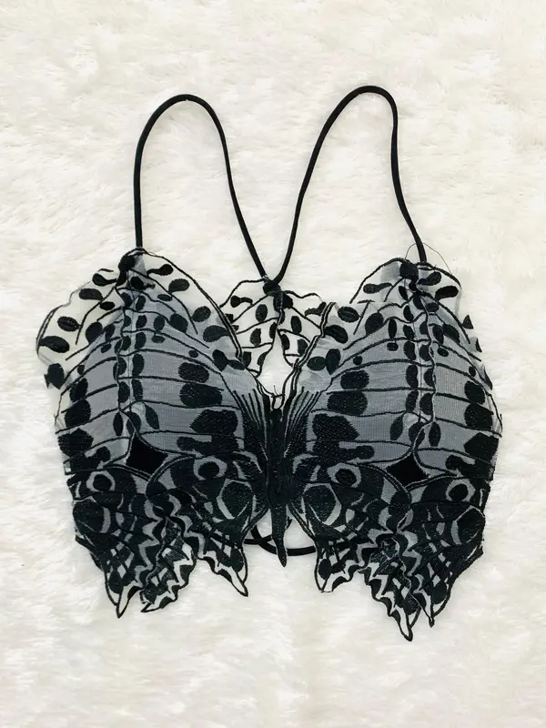 Bra Brukat Wanita Fashion Tanpa Kawat Motif Kupu-Kupu Bra Import Premium 1139 4