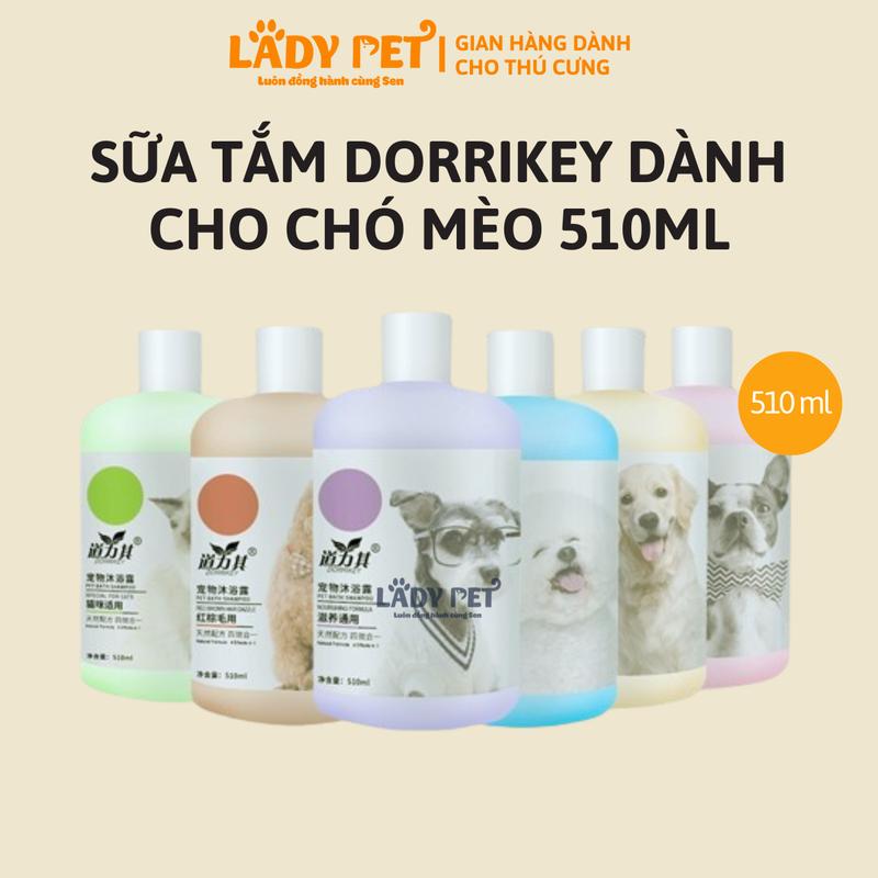 Sữa tắm Dorrikey loại bỏ ve rận, nấm, ngứa, viêm da, khử hôi, dưỡng mượt lông cho chó mèo 510ml - LadyPetShop