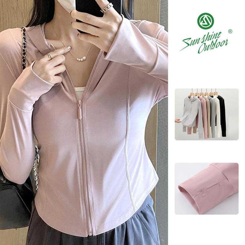  Quần Áo Chống Nắng Phiên Bản Vừa Vặn Thoáng Khí Dành Cho Mùa Hè Của Phụ Nữ Áo Khoác Mỏng Chống Tia UV Làm Bằng Lụa Lạnh Mỏng Và Có Mũ Trùm Đầu Áo Khoác Chống Nắng 
