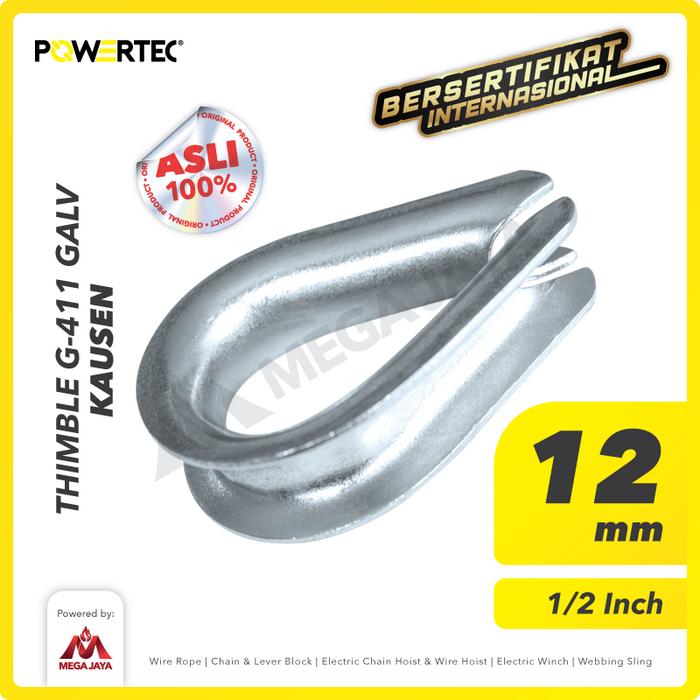 Gambar POWERTEC Thimble Wire Rope Kausen Sling G-411 12mm - 1/2" Galvanized dari megajaya.co.id Kota Administrasi Jakarta Pusat Tokopedia