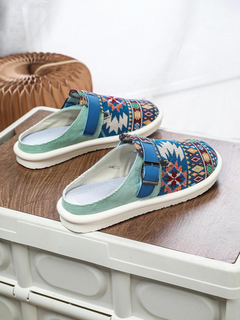 Product Introduction of Men's Fashionable Ethnic Pattern Slides, Casual Comfortable Breathable Lightweight Slides, Fashionable Slides for Daily Wear, Slippers, Boy 6