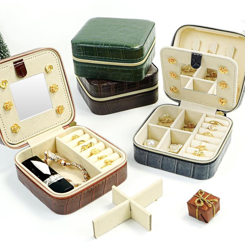 Jewelry Storage Box, 1 Count Vintage Style Organizer with Removable Partitions & Mirror, Jewelry Box for Ring Earrings Bracelet Necklace 3