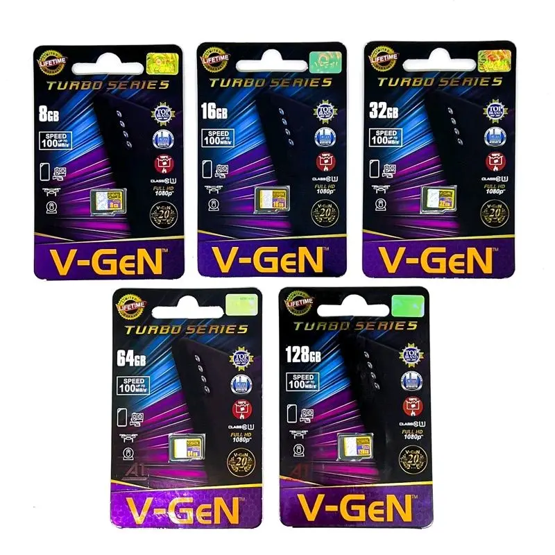 V-GeN Micro SD Turbo (Class 10 U1) Made in Korea up to 100 mb/s Support FULL HD Otg Device Storage