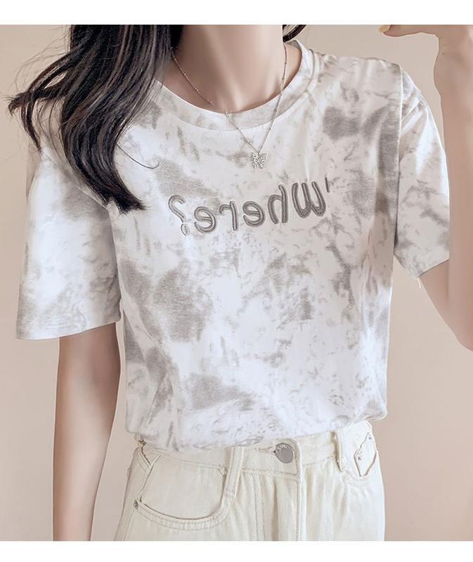Product Introduction of M58 Embroidered Short Sleeve T-shirt Women's Loose Bottoming Shirt Large Size Top 2022 New Spring and Summer New Ins Fashion Half Sleeve 17