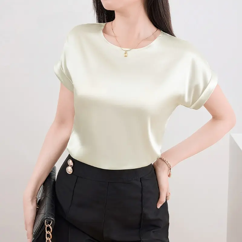 Women Elegant Plain Luminous Blouse L109MD346
