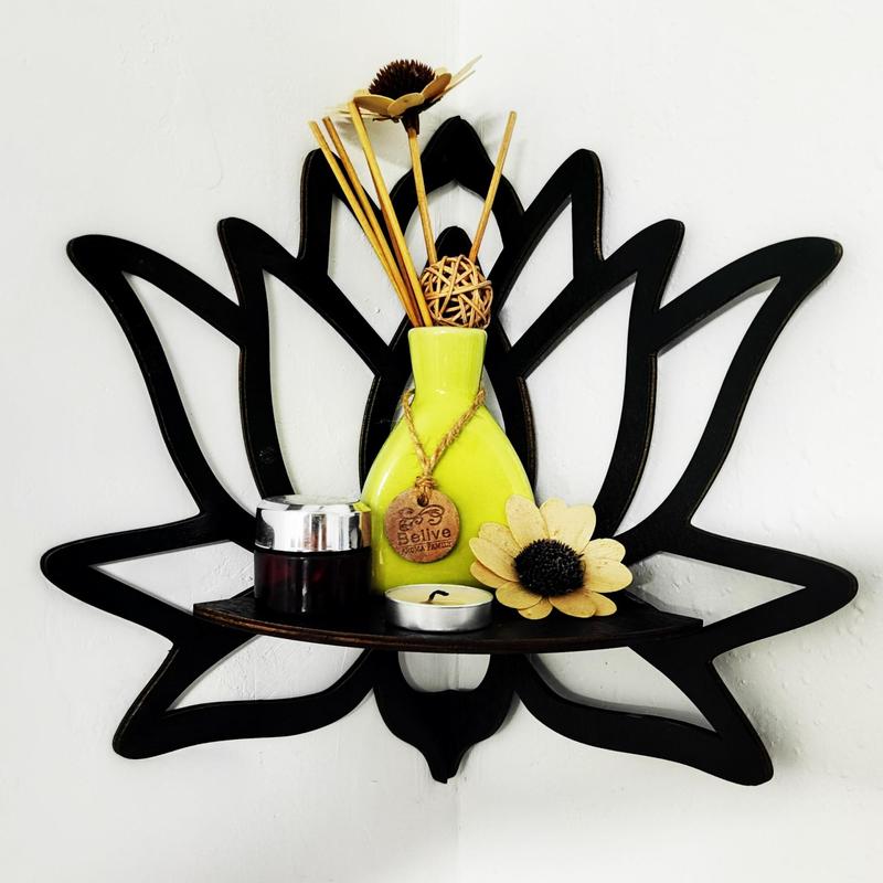 Product Introduction of Room Decor Lotus Shaped Wall Mounted Shelf, Creative Hollow Out Design Wall Decor Rack, Storage for Bedroom, Multifunctional Wall Decor for Home Living Room Bedroom, Gift for Girlfriend, Autumn Home Decor 0