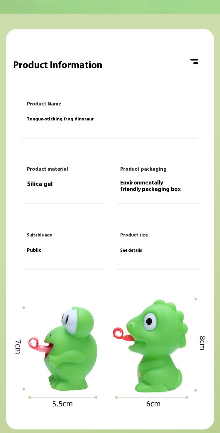 Product Introduction of Tongue sticking frog pinching fun decompression dinosaur creative funny bb sound rebound vent new unique decompression toy 9