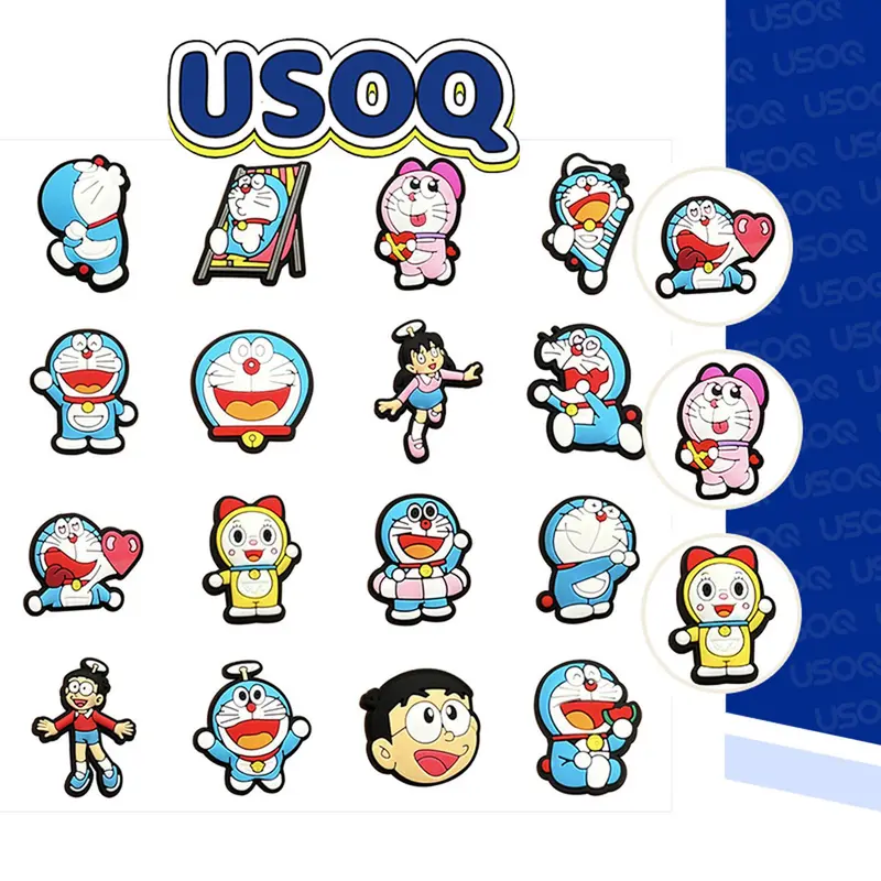 USOQ Jibbitz Croc Phim hoạt hình Doraemo Hang Giày Khóa Phụ Kiện Tự Làm Cá Sấu Charm Nút Jibbitz 0